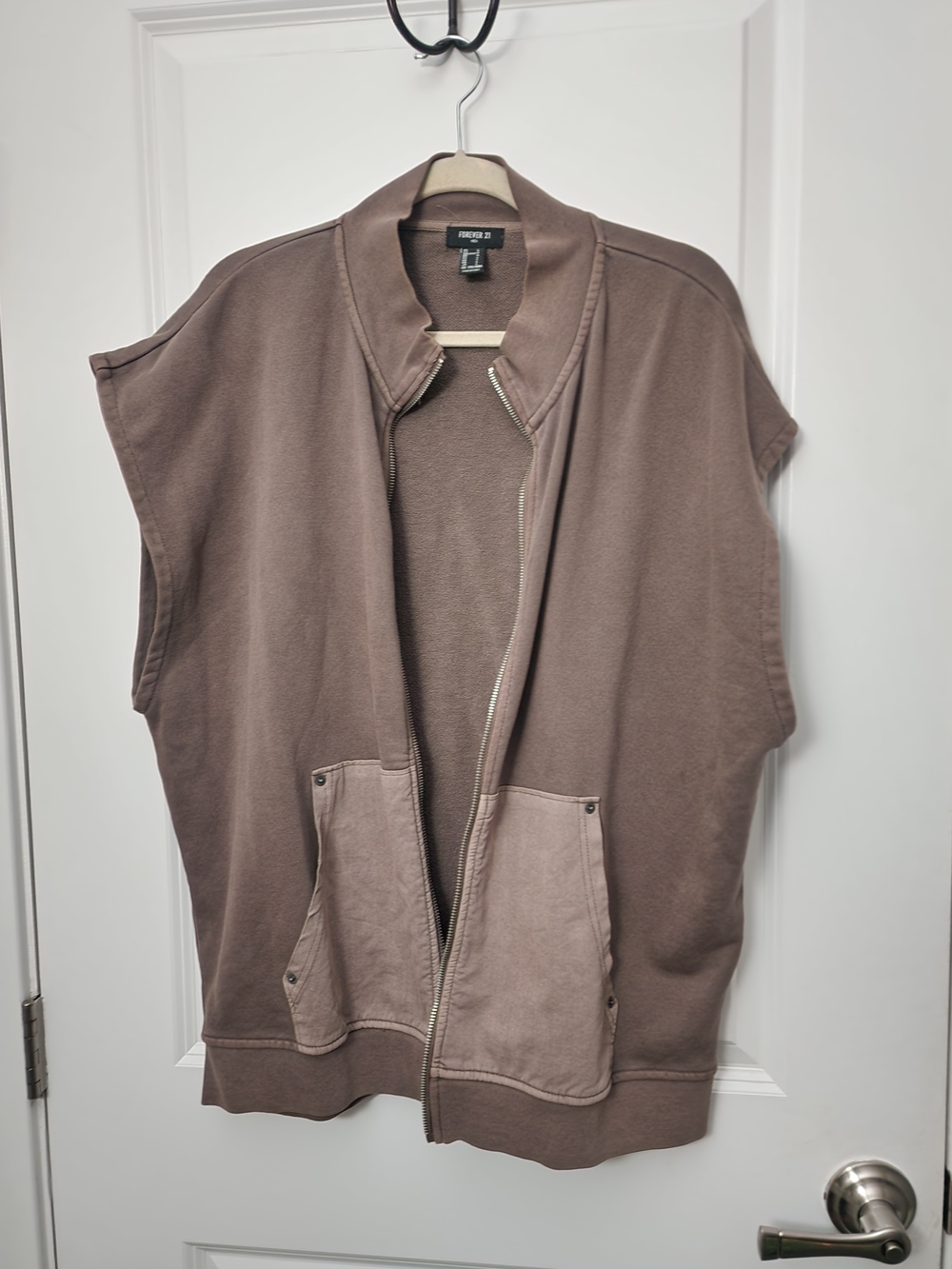5/$30 Forever 21 Men's Taupe Brown Zip Hoodie Vest
